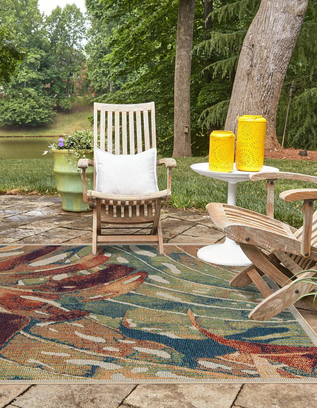 Multicolor 10' x 10' Baja Outdoor Square Area Rug Weather Resistant for Patio, Deck, Terrace, Balcony, Porch 100% Polypropylene Modern Outside Decor for Sale at Rug Engine