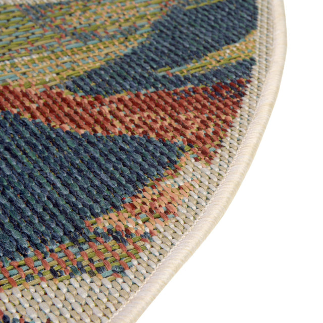 Multicolor 7' 10 x 7' 10 Baja Outdoor Round Area Rug Weather Resistant for Patio, Deck, Terrace, Balcony, Porch 100% Polypropylene Modern Outside Decor for Sale at Rug Engine