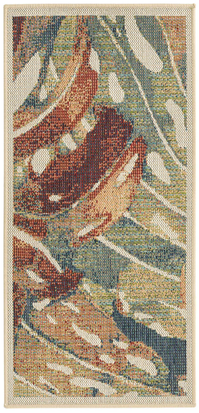 Multicolor 2' x 3' 11 Baja Outdoor Runner Area Rug Weather Resistant for Patio, Deck, Terrace, Balcony, Porch 100% Polypropylene Modern Outside Decor for Sale at Rug Engine