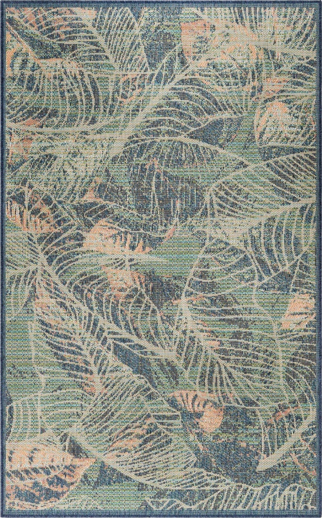 Blue 5' 3 x 7' 7 Baja Outdoor Rectangle Area Rug Weather Resistant for Patio, Deck, Terrace, Balcony, Porch 100% Polypropylene Modern Outside Decor for Sale at Rug Engine