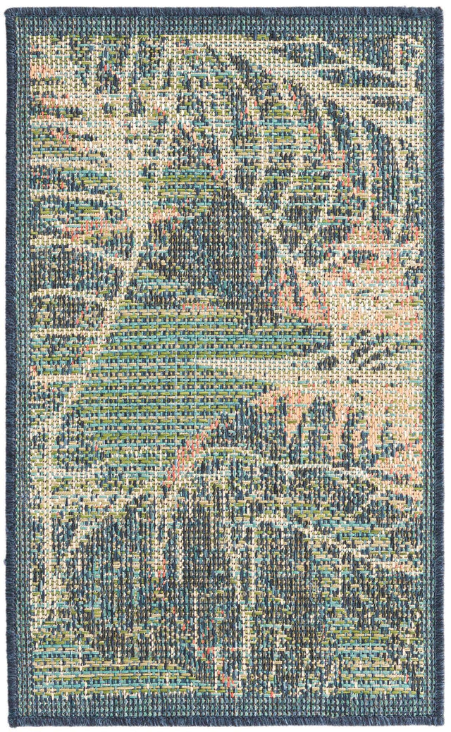 Blue 2' x 3' Baja Outdoor Rectangle Area Rug Weather Resistant for Patio, Deck, Terrace, Balcony, Porch 100% Polypropylene Modern Outside Decor for Sale at Rug Engine