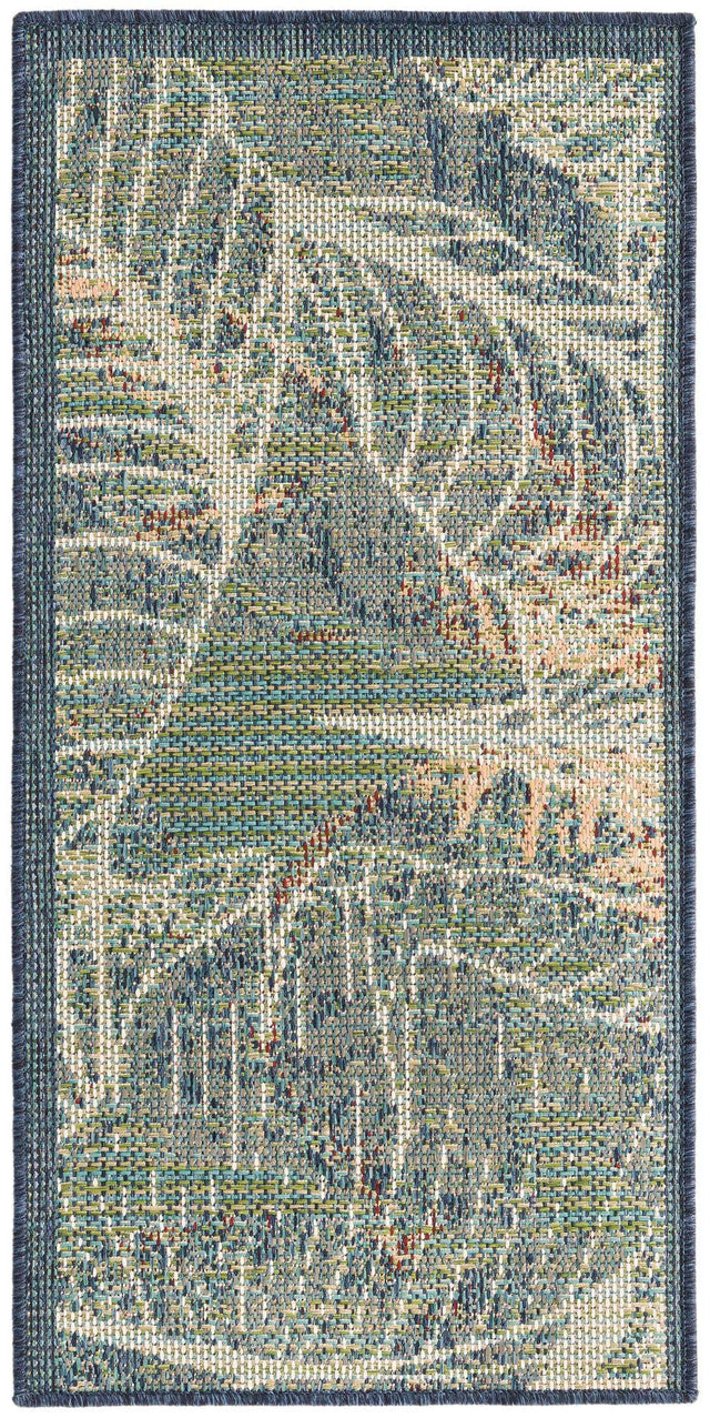 Blue 2' x 4' Baja Outdoor Runner Area Rug Weather Resistant for Patio, Deck, Terrace, Balcony, Porch 100% Polypropylene Modern Outside Decor for Sale at Rug Engine