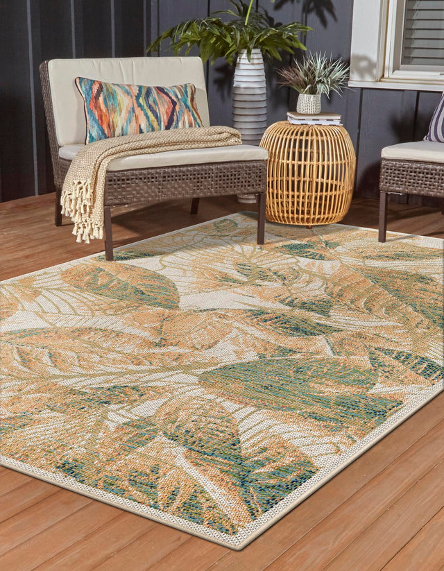 Ivory 7' 10 x 10' Baja Outdoor Rectangle Area Rug Weather Resistant for Patio, Deck, Terrace, Balcony, Porch 100% Polypropylene Modern Outside Decor for Sale at Rug Engine