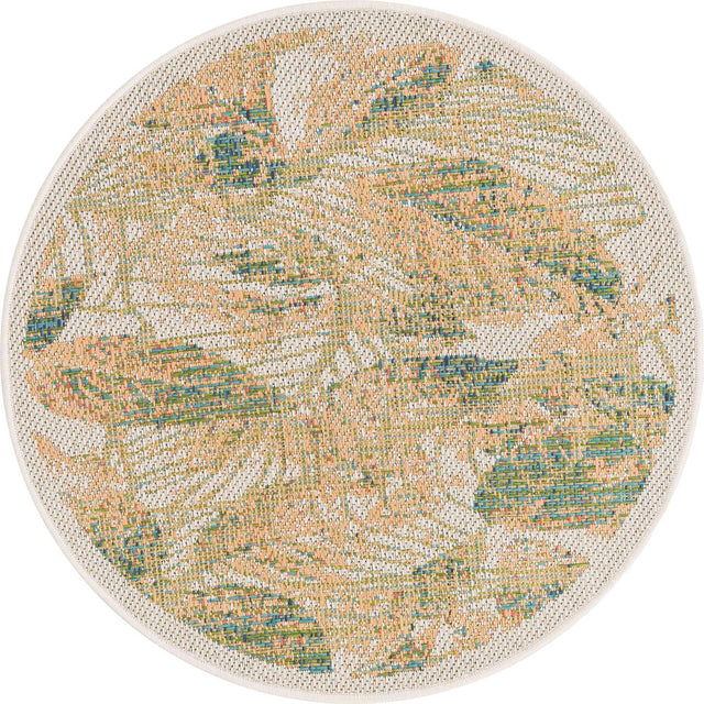 Ivory 3' 3 x 3' 3 Baja Outdoor Round Area Rug Weather Resistant for Patio, Deck, Terrace, Balcony, Porch 100% Polypropylene Modern Outside Decor for Sale at Rug Engine