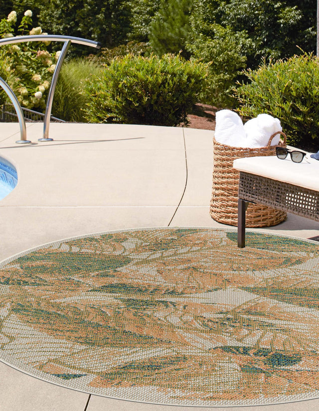 Ivory 3' 3 x 3' 3 Baja Outdoor Round Area Rug Weather Resistant for Patio, Deck, Terrace, Balcony, Porch 100% Polypropylene Modern Outside Decor for Sale at Rug Engine
