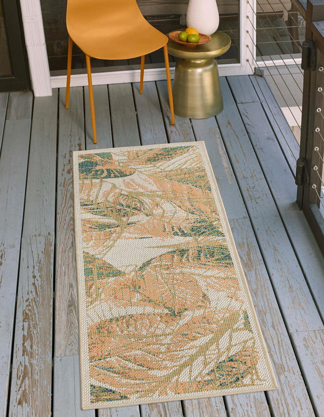 Ivory 2' x 7' 10 Baja Outdoor Runner Area Rug Weather Resistant for Patio, Deck, Terrace, Balcony, Porch 100% Polypropylene Modern Outside Decor for Sale at Rug Engine