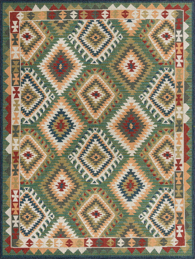 Green 7' 10 x 10' Baja Outdoor Rectangle Area Rug Weather Resistant for Patio, Deck, Terrace, Balcony, Porch 100% Polypropylene Modern Outside Decor for Sale at Rug Engine