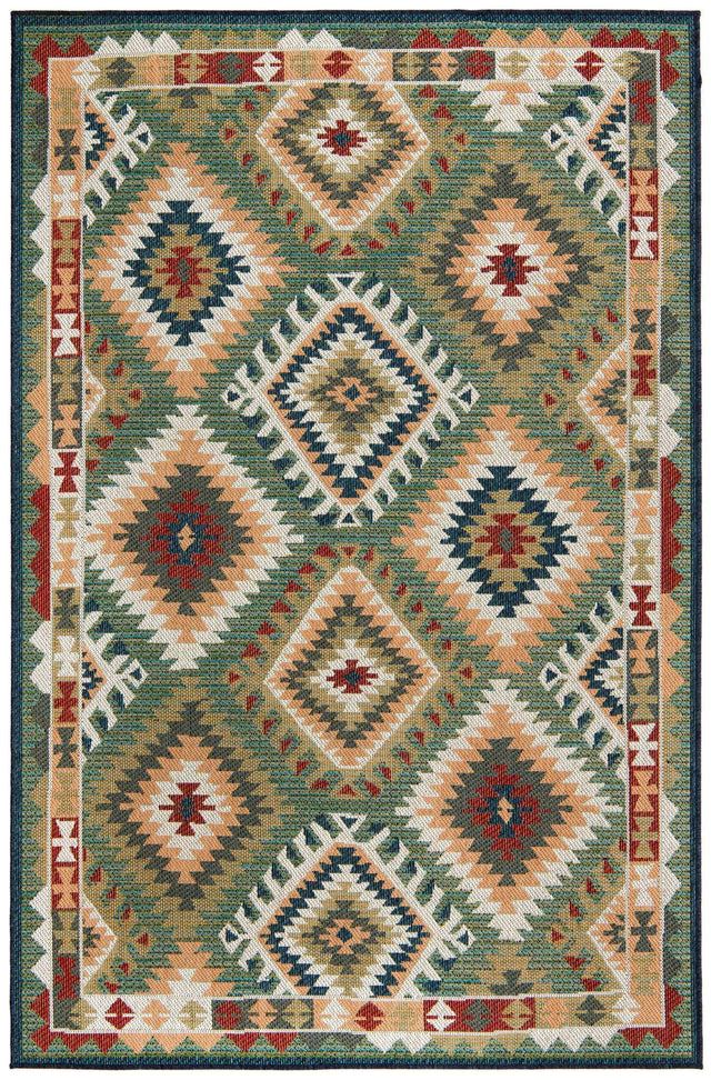 Green 6' x 9' Baja Outdoor Rectangle Area Rug Weather Resistant for Patio, Deck, Terrace, Balcony, Porch 100% Polypropylene Modern Outside Decor for Sale at Rug Engine