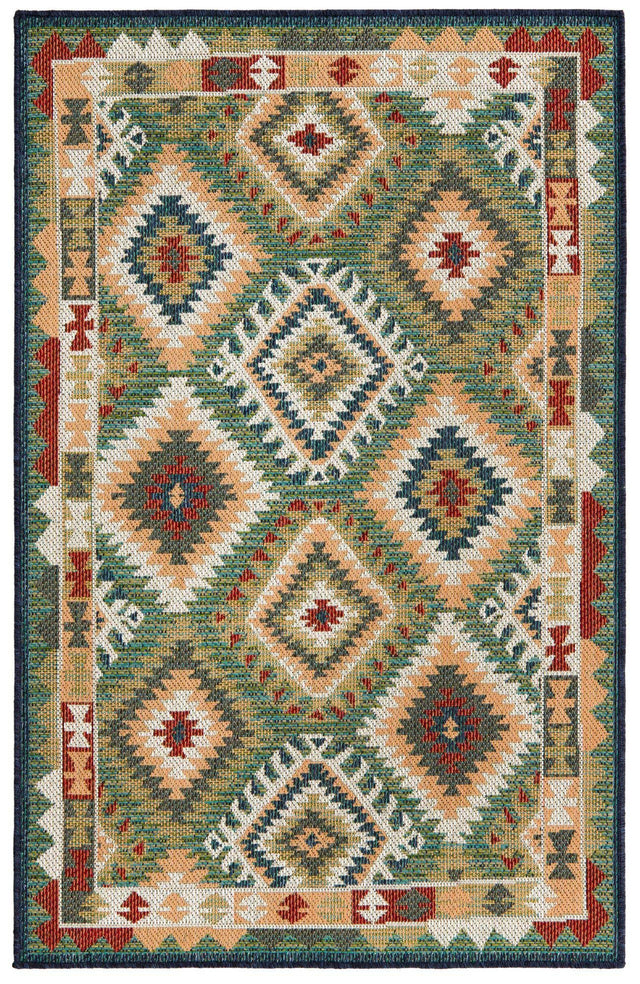 Green 4' x 6' Baja Outdoor Rectangle Area Rug Weather Resistant for Patio, Deck, Terrace, Balcony, Porch 100% Polypropylene Modern Outside Decor for Sale at Rug Engine
