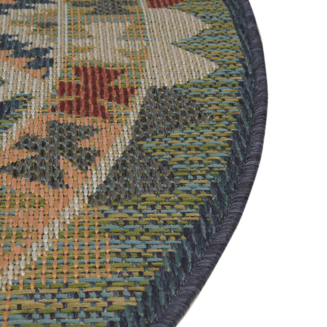 Green 5' 3 x 5' 3 Baja Outdoor Round Area Rug Weather Resistant for Patio, Deck, Terrace, Balcony, Porch 100% Polypropylene Modern Outside Decor for Sale at Rug Engine