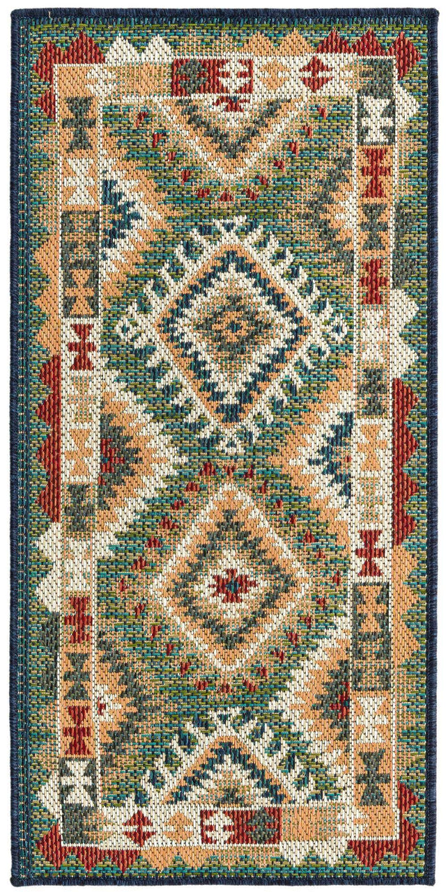 Green 2' x 4' Baja Outdoor Runner Area Rug Weather Resistant for Patio, Deck, Terrace, Balcony, Porch 100% Polypropylene Modern Outside Decor for Sale at Rug Engine