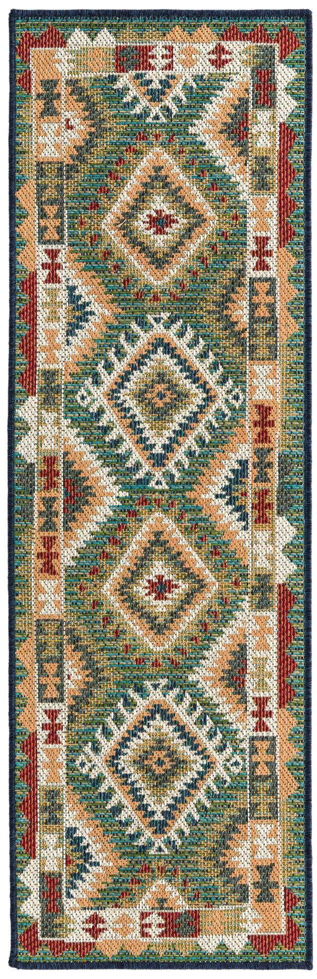 Green 2' x 6' Baja Outdoor Runner Area Rug Weather Resistant for Patio, Deck, Terrace, Balcony, Porch 100% Polypropylene Modern Outside Decor for Sale at Rug Engine