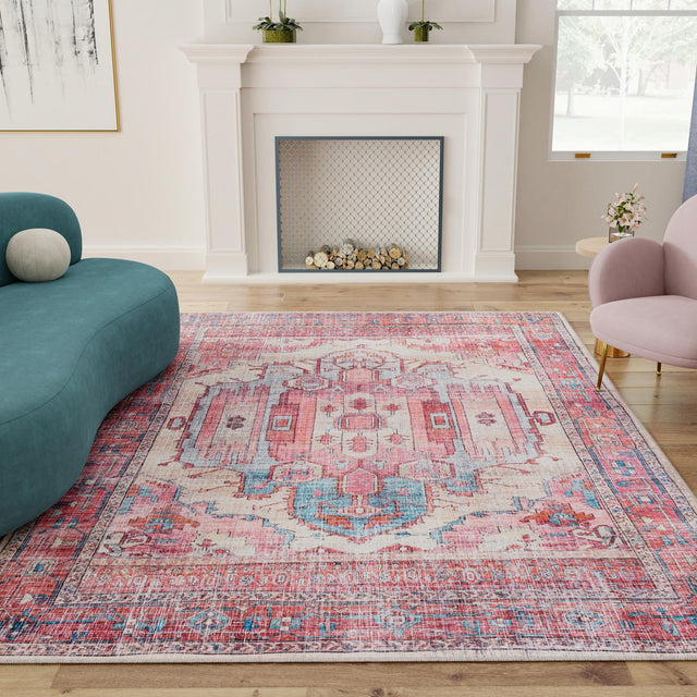 Washable Beige 7' 10 x 10' Maahru Rectangle Area Rug Easy to Clean Stain Resistant & Durable Polyester Chenille Carpet for Living, Dining, Bedrooms, Kitchen for Sale at Rug Engine