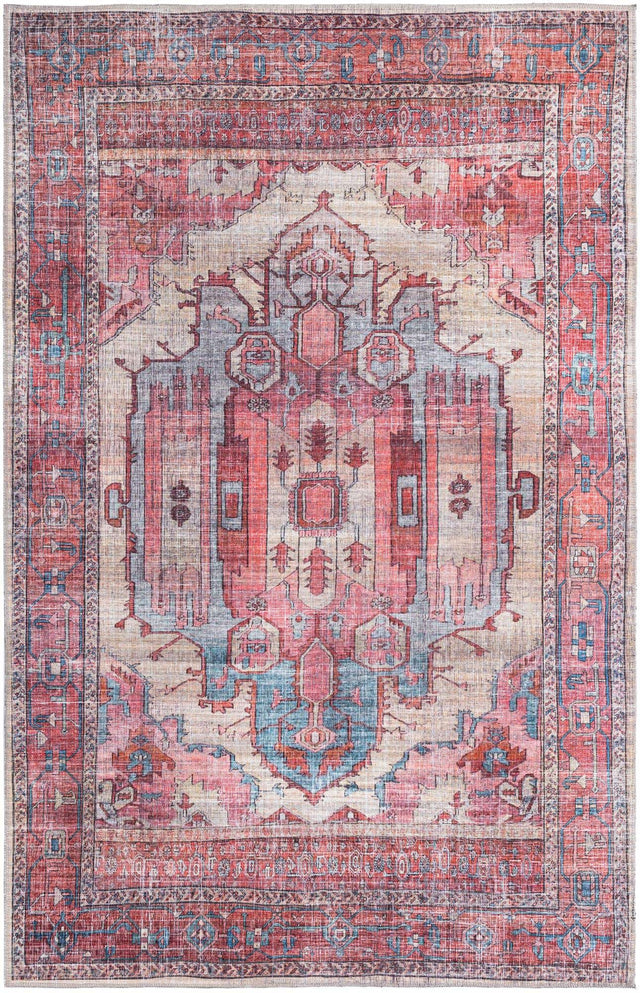 Washable Beige 6' 1 x 9' Maahru Rectangle Area Rug Easy to Clean Stain Resistant & Durable Polyester Chenille Carpet for Living, Dining, Bedrooms, Kitchen for Sale at Rug Engine