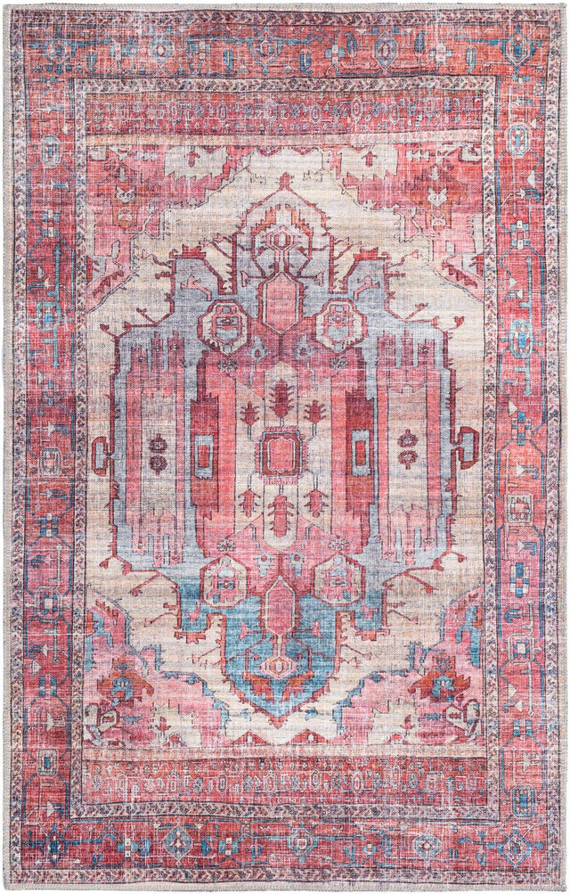 Washable Beige 4' 1 x 6' 1 Maahru Rectangle Area Rug Easy to Clean Stain Resistant & Durable Polyester Chenille Carpet for Living, Dining, Bedrooms, Kitchen for Sale at Rug Engine
