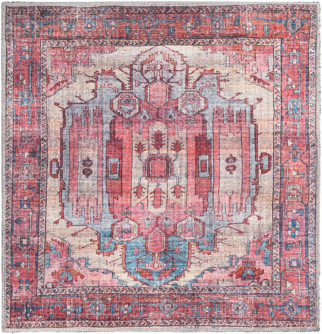 Washable Beige 3' 3 x 3' 3 Maahru Square Area Rug Easy to Clean Stain Resistant & Durable Polyester Chenille Carpet for Living, Dining, Bedrooms, Kitchen for Sale at Rug Engine