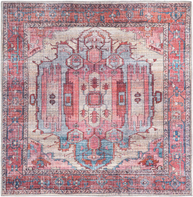 Washable Beige 5' 3 x 5' 3 Maahru Square Area Rug Easy to Clean Stain Resistant & Durable Polyester Chenille Carpet for Living, Dining, Bedrooms, Kitchen for Sale at Rug Engine
