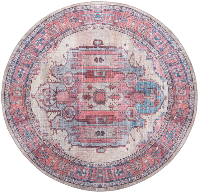 Washable Beige 10' 6 x 10' 6 Maahru Round Area Rug Easy to Clean Stain Resistant & Durable Polyester Chenille Carpet for Living, Dining, Bedrooms, Kitchen for Sale at Rug Engine