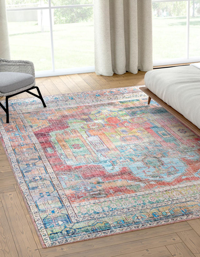 Washable Multicolor 3' 3 x 5' 3 Maahru Rectangle Area Rug Easy to Clean Stain Resistant & Durable Polyester Chenille Carpet for Living, Dining, Bedrooms, Kitchen for Sale at Rug Engine