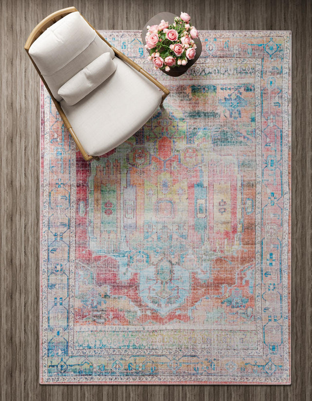 Washable Multicolor 7' 10 x 10' Maahru Rectangle Area Rug Easy to Clean Stain Resistant & Durable Polyester Chenille Carpet for Living, Dining, Bedrooms, Kitchen for Sale at Rug Engine