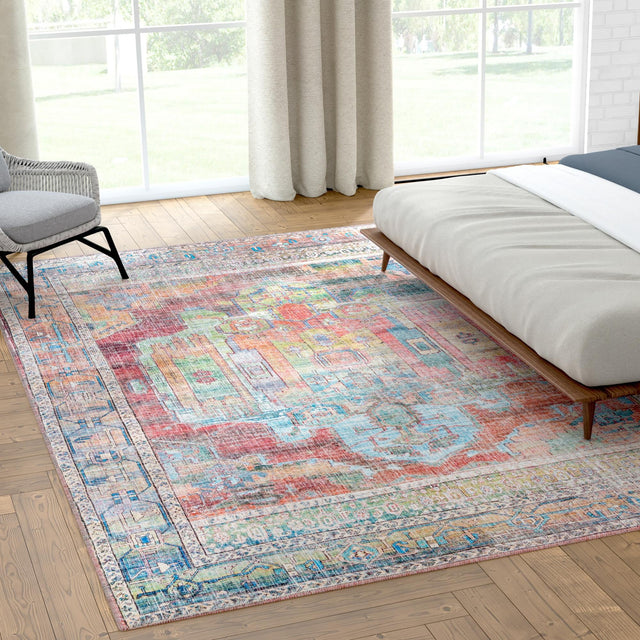 Washable Multicolor 9' 2 x 12' Maahru Rectangle Area Rug Easy to Clean Stain Resistant & Durable Polyester Chenille Carpet for Living, Dining, Bedrooms, Kitchen for Sale at Rug Engine