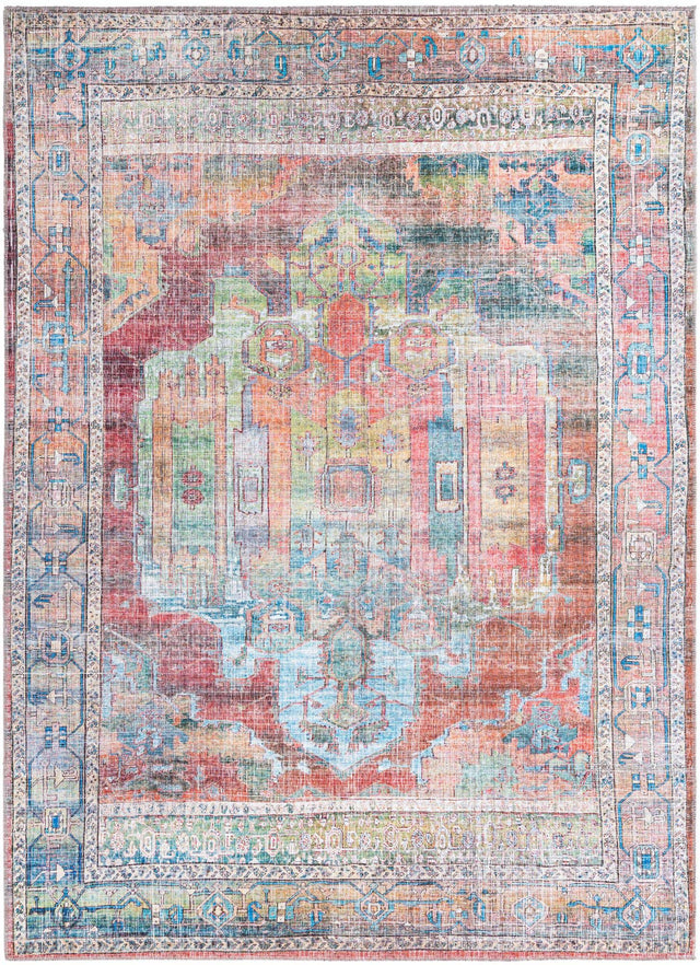 Washable Multicolor 7' 3 x 10' Maahru Rectangle Area Rug Easy to Clean Stain Resistant & Durable Polyester Chenille Carpet for Living, Dining, Bedrooms, Kitchen for Sale at Rug Engine