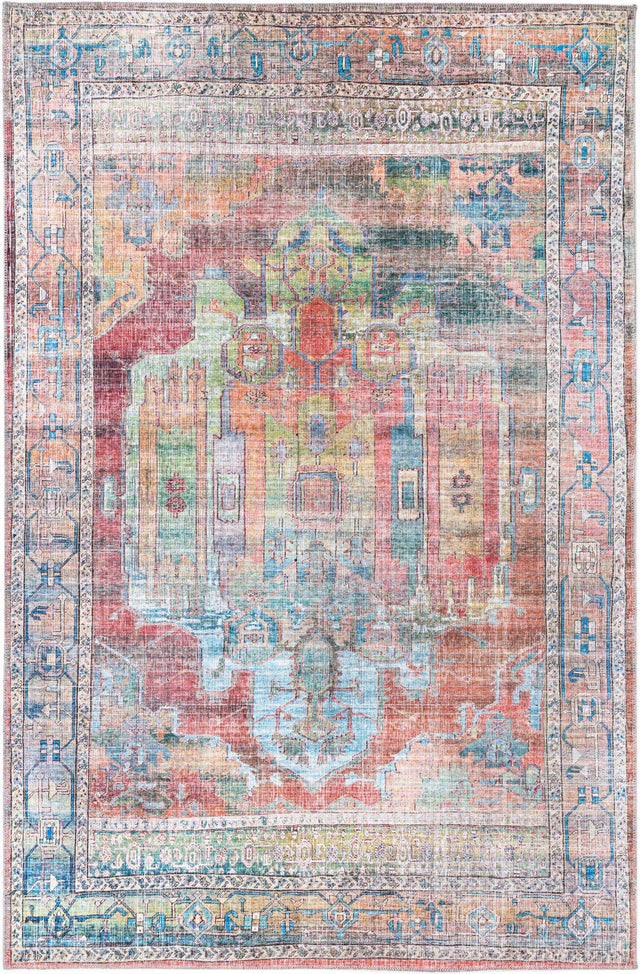 Washable Multicolor 6' 1 x 9' Maahru Rectangle Area Rug Easy to Clean Stain Resistant & Durable Polyester Chenille Carpet for Living, Dining, Bedrooms, Kitchen for Sale at Rug Engine