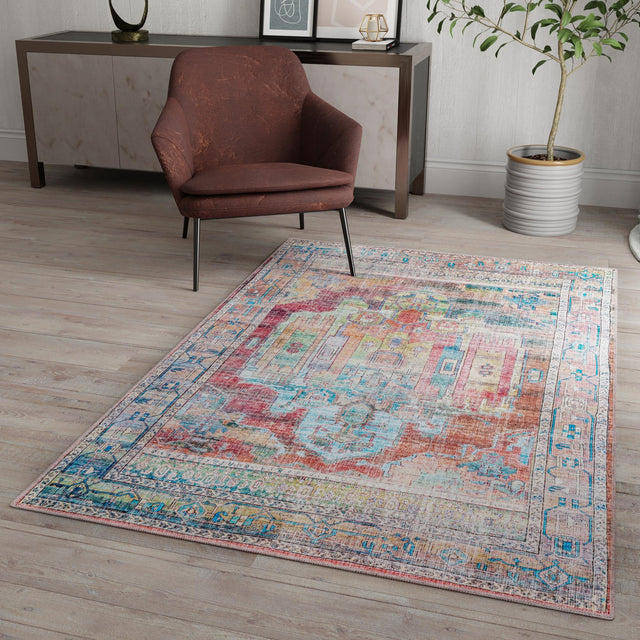 Washable Multicolor 9' 2 x 12' Maahru Rectangle Area Rug Easy to Clean Stain Resistant & Durable Polyester Chenille Carpet for Living, Dining, Bedrooms, Kitchen for Sale at Rug Engine
