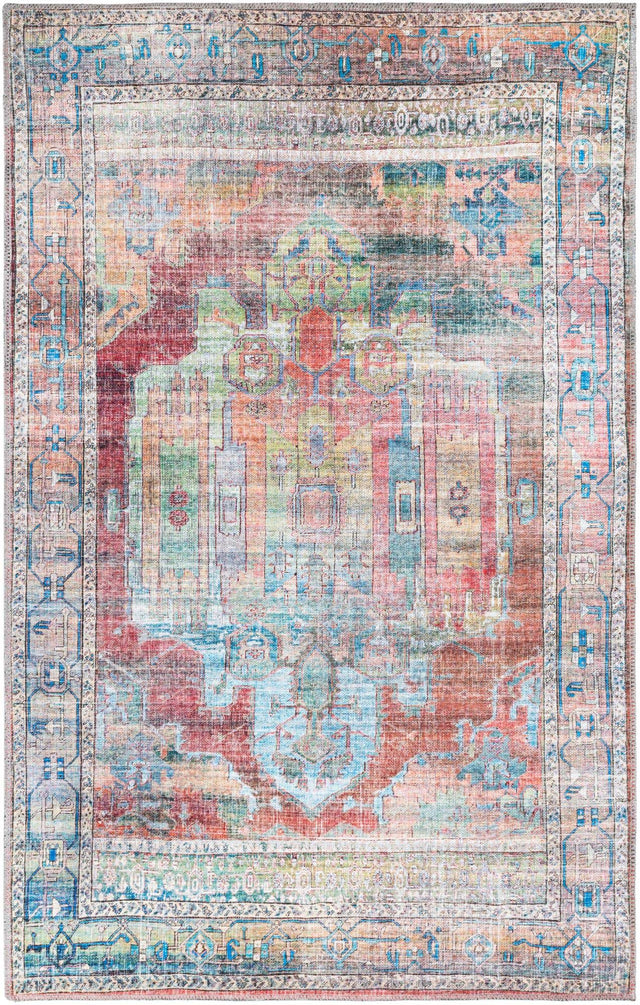 Washable Multicolor 4' 1 x 6' 1 Maahru Rectangle Area Rug Easy to Clean Stain Resistant & Durable Polyester Chenille Carpet for Living, Dining, Bedrooms, Kitchen for Sale at Rug Engine