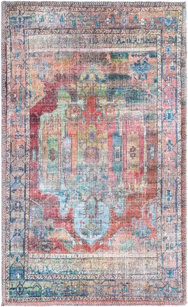 Washable Multicolor 2' x 3' 1 Maahru Rectangle Area Rug Easy to Clean Stain Resistant & Durable Polyester Chenille Carpet for Living, Dining, Bedrooms, Kitchen for Sale at Rug Engine