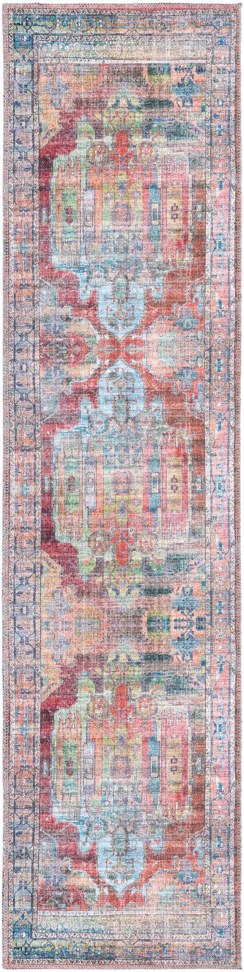 Washable Multicolor 2' x 8' Maahru Runner Area Rug Easy to Clean Stain Resistant & Durable Polyester Chenille Carpet for Living, Dining, Bedrooms, Kitchen for Sale at Rug Engine