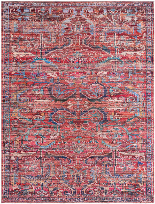Washable Rust Red 7' 10 x 10' Maahru Rectangle Area Rug Easy to Clean Stain Resistant & Durable Polyester Chenille Carpet for Living, Dining, Bedrooms, Kitchen for Sale at Rug Engine