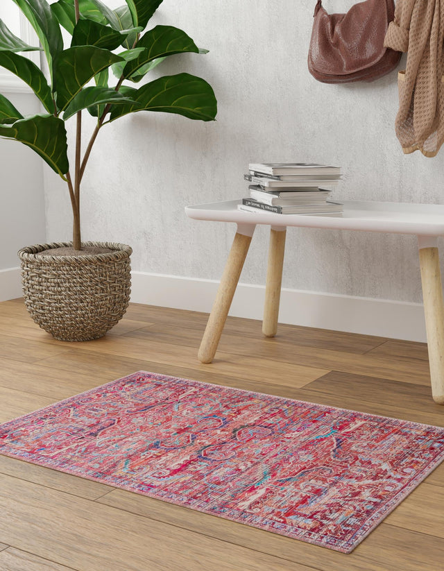 Washable Rust Red 5' 3 x 8' Maahru Rectangle Area Rug Easy to Clean Stain Resistant & Durable Polyester Chenille Carpet for Living, Dining, Bedrooms, Kitchen for Sale at Rug Engine