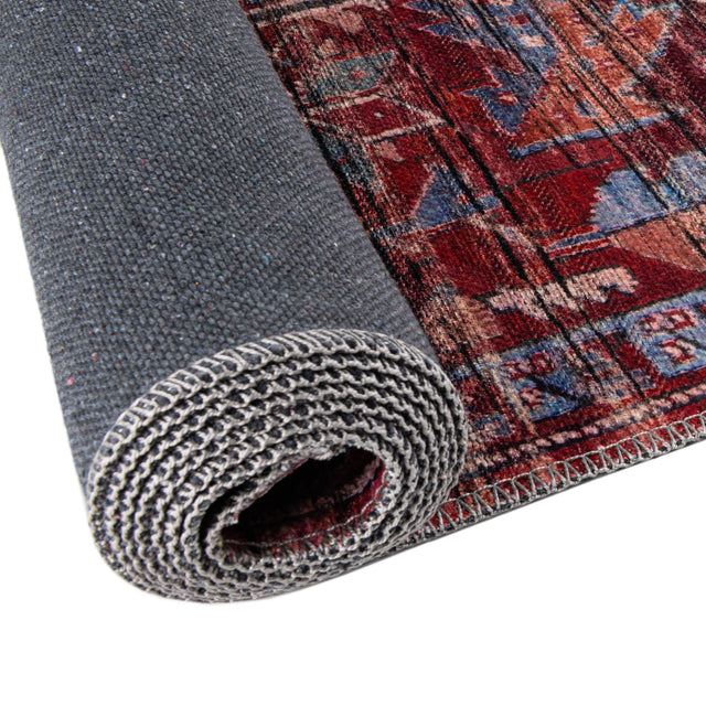 Washable Rust Red 4' 1 x 6' 1 Maahru Oval Area Rug Easy to Clean Stain Resistant & Durable Polyester Chenille Carpet for Living, Dining, Bedrooms, Kitchen for Sale at Rug Engine