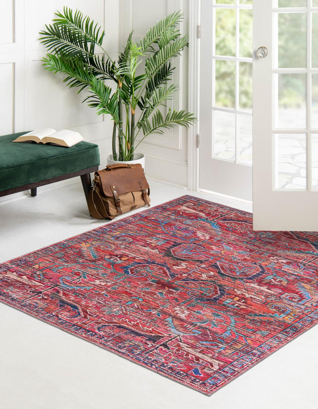 Washable Rust Red 10' 6 x 10' 6 Maahru Square Area Rug Easy to Clean Stain Resistant & Durable Polyester Chenille Carpet for Living, Dining, Bedrooms, Kitchen for Sale at Rug Engine