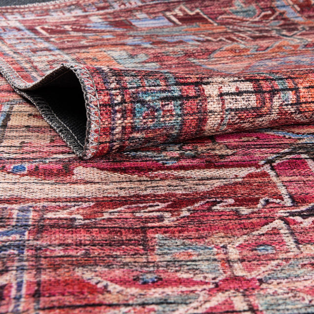 Washable Rust Red 2' x 8' Maahru Runner Area Rug Easy to Clean Stain Resistant & Durable Polyester Chenille Carpet for Living, Dining, Bedrooms, Kitchen for Sale at Rug Engine