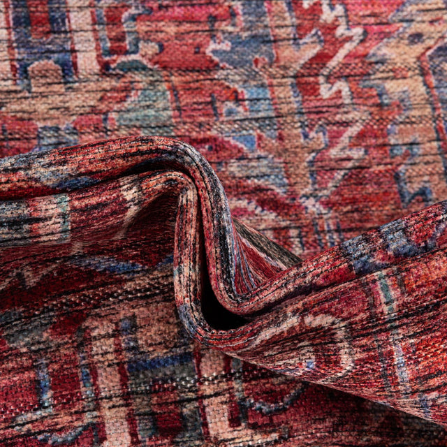 Washable Rust Red 2' x 6' 1 Maahru Runner Area Rug Easy to Clean Stain Resistant & Durable Polyester Chenille Carpet for Living, Dining, Bedrooms, Kitchen for Sale at Rug Engine