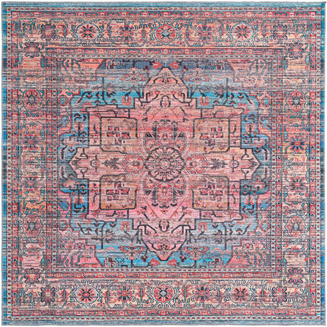 Washable Blue 7' 10 x 7' 10 Maahru Square Area Rug Easy to Clean Stain Resistant & Durable Polyester Chenille Carpet for Living, Dining, Bedrooms, Kitchen for Sale at Rug Engine