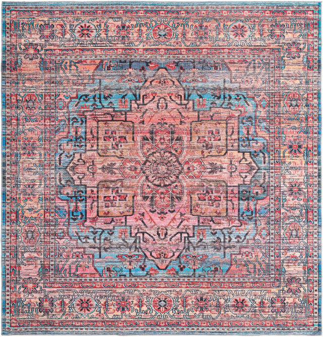 Washable Blue 10' 6 x 10' 6 Maahru Square Area Rug Easy to Clean Stain Resistant & Durable Polyester Chenille Carpet for Living, Dining, Bedrooms, Kitchen for Sale at Rug Engine