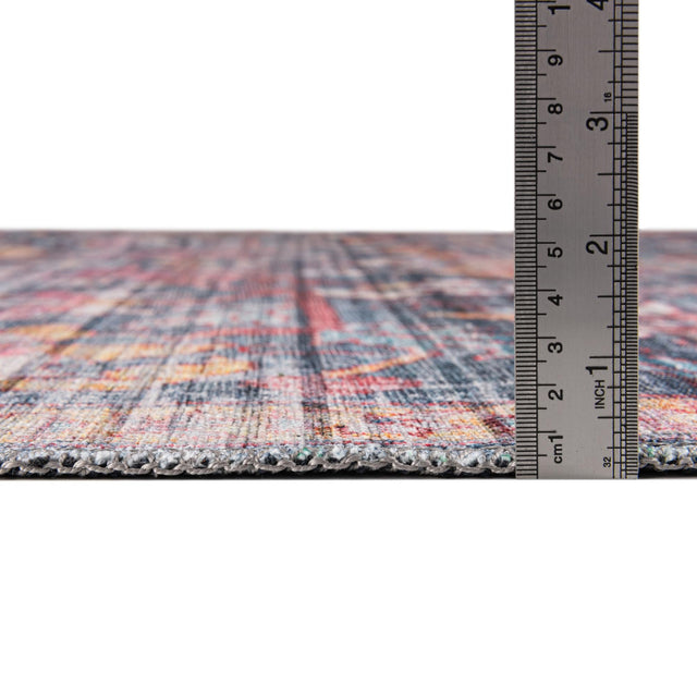 Washable Navy Blue 7' 3 x 7' 3 Maahru Square Area Rug Easy to Clean Stain Resistant & Durable Polyester Chenille Carpet for Living, Dining, Bedrooms, Kitchen for Sale at Rug Engine