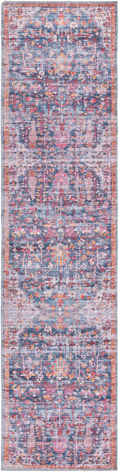 Washable Navy Blue 2' x 8' Maahru Runner Area Rug Easy to Clean Stain Resistant & Durable Polyester Chenille Carpet for Living, Dining, Bedrooms, Kitchen for Sale at Rug Engine