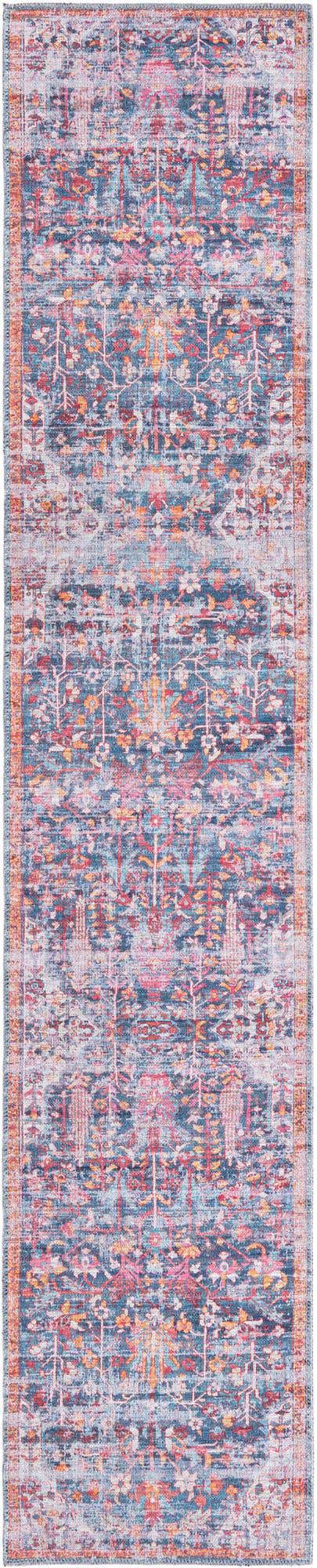 Washable Navy Blue 2' x 10' Maahru Runner Area Rug Easy to Clean Stain Resistant & Durable Polyester Chenille Carpet for Living, Dining, Bedrooms, Kitchen for Sale at Rug Engine