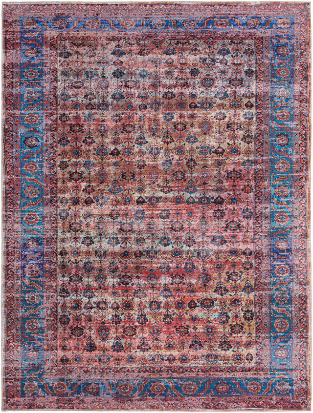 Washable Antique Pink 9' 2 x 12' Maahru Rectangle Area Rug Easy to Clean Stain Resistant & Durable Polyester Chenille Carpet for Living, Dining, Bedrooms, Kitchen for Sale at Rug Engine