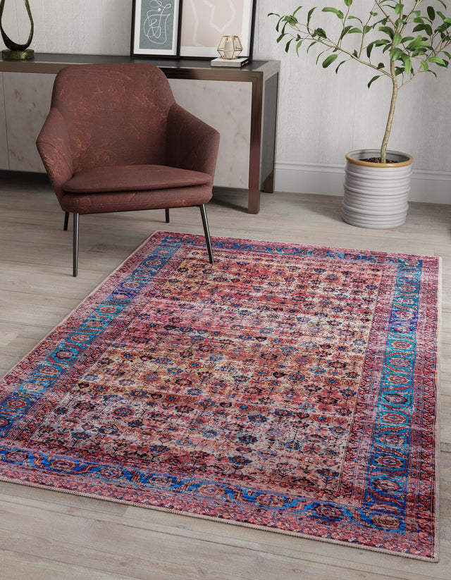 Washable Antique Pink 2' x 3' 1 Maahru Rectangle Area Rug Easy to Clean Stain Resistant & Durable Polyester Chenille Carpet for Living, Dining, Bedrooms, Kitchen for Sale at Rug Engine