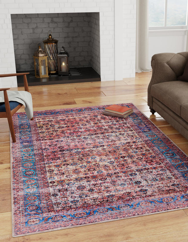 Washable Antique Pink 2' x 3' 1 Maahru Rectangle Area Rug Easy to Clean Stain Resistant & Durable Polyester Chenille Carpet for Living, Dining, Bedrooms, Kitchen for Sale at Rug Engine