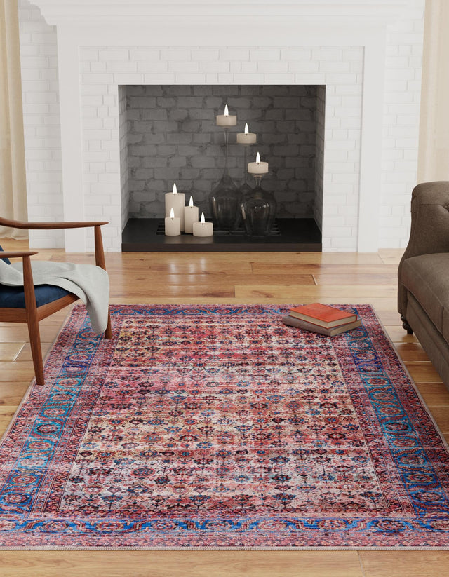 Washable Antique Pink 2' x 3' 1 Maahru Rectangle Area Rug Easy to Clean Stain Resistant & Durable Polyester Chenille Carpet for Living, Dining, Bedrooms, Kitchen for Sale at Rug Engine
