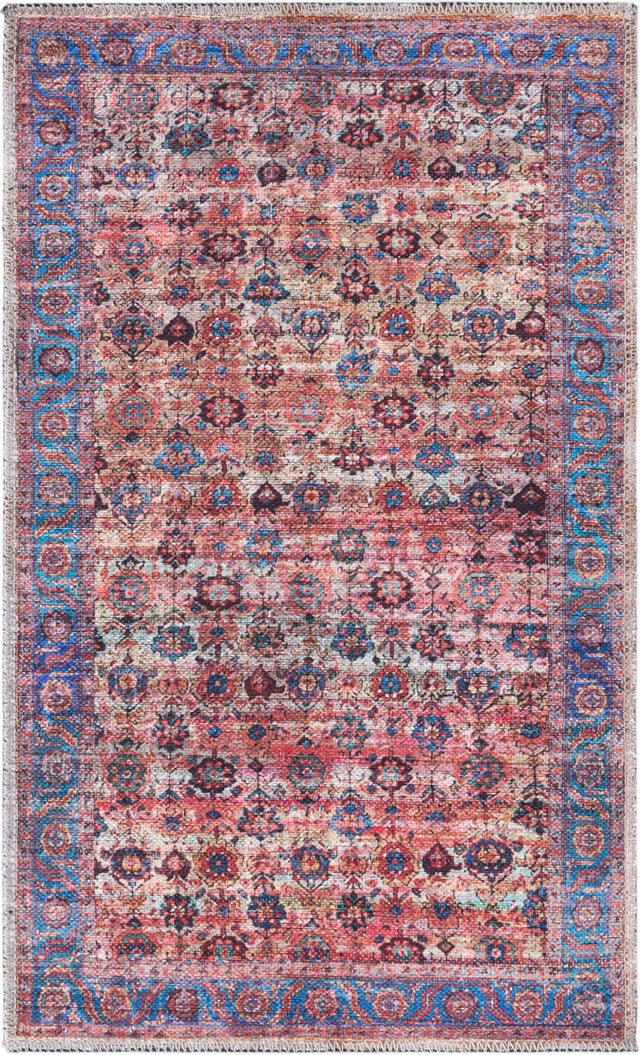Washable Antique Pink 2' x 3' 1 Maahru Rectangle Area Rug Easy to Clean Stain Resistant & Durable Polyester Chenille Carpet for Living, Dining, Bedrooms, Kitchen for Sale at Rug Engine