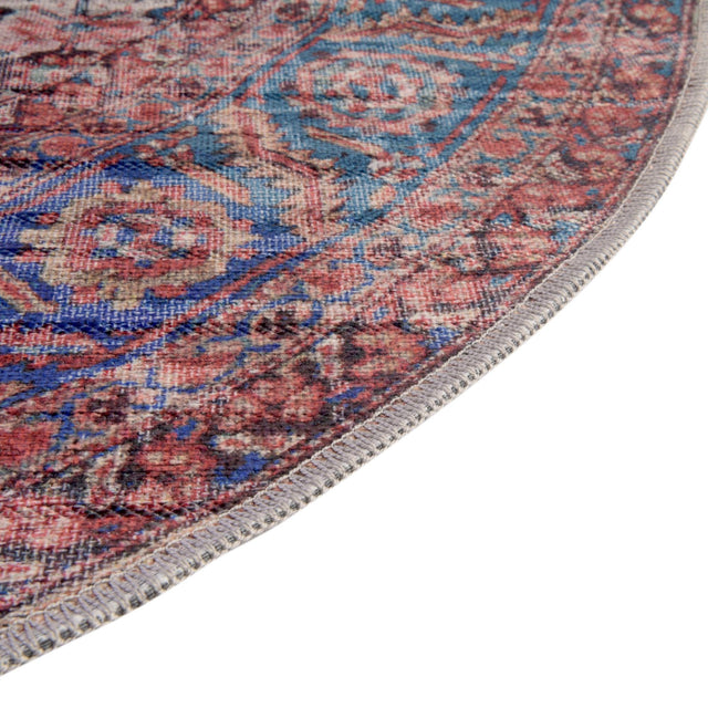 Washable Antique Pink 5' 3 x 8' Maahru Oval Area Rug Easy to Clean Stain Resistant & Durable Polyester Chenille Carpet for Living, Dining, Bedrooms, Kitchen for Sale at Rug Engine