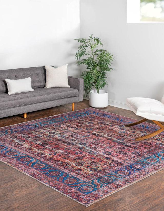 Washable Antique Pink 3' 3 x 3' 3 Maahru Square Area Rug Easy to Clean Stain Resistant & Durable Polyester Chenille Carpet for Living, Dining, Bedrooms, Kitchen for Sale at Rug Engine