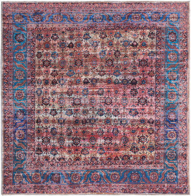 Washable Antique Pink 5' 3 x 5' 3 Maahru Square Area Rug Easy to Clean Stain Resistant & Durable Polyester Chenille Carpet for Living, Dining, Bedrooms, Kitchen for Sale at Rug Engine